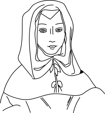 Lady'S Draped Headdress   Coloring Page